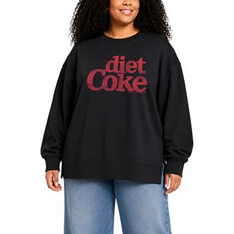 Plus Size Diet Coke Logo Distressed Oversized Fleece Crew Sweatshirt