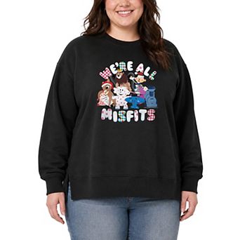 Plus Size Rudolph The Red-Nosed Reindeer We're All Misfits Oversized Fleece Crew Sweatshirt