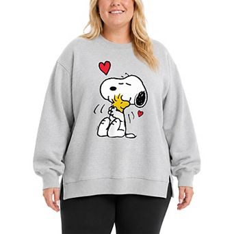 Plus Size Peanuts Lots Of Love Oversized Fleece Crew Sweatshirt