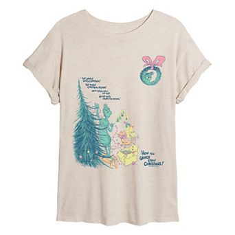 Juniors' Dr. Seuss How The Grinch Stole Christmas Oversized Tee