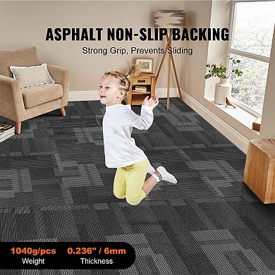 Pnronnc 24"x24" Carpet Tiles 24-Pack Reusable Modular Floor Squares with Padding