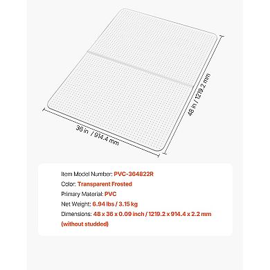 Pnronnc Office Chair Mat 36x48 Inch Carpet Floor Protector Rectangular Desk Mat