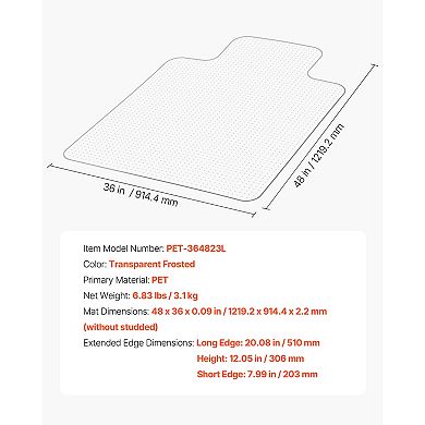 Pnronnc Office Chair Mat with Lip 36x48 Inch Carpet Floor Protector for Desk Chairs