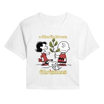 Juniors' Peanuts A Charlie Brown Christmas Tree Cropped Tee