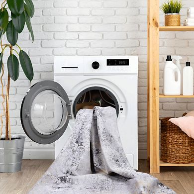 Pnronnc Washable Area Rug Non Slip Low Pile Boho Doormat Carpet