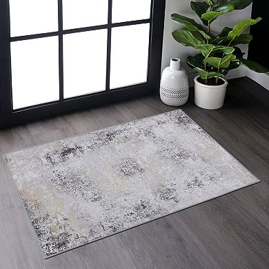 Pnronnc Washable Area Rug Non Slip Low Pile Boho Doormat Carpet