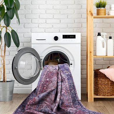 Pnronnc Soft and Comfortable Washable Area Rug Non Slip Low Pile Boho Doormat