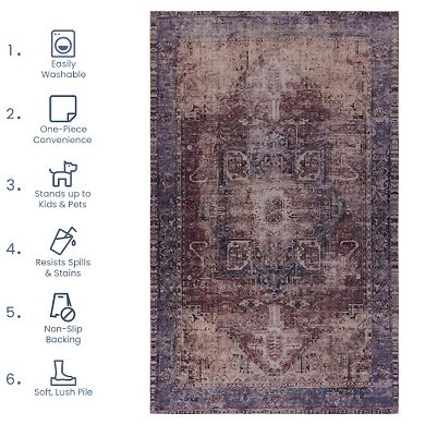 Pnronnc Soft and Comfortable Washable Area Rug Non Slip Low Pile Boho Doormat