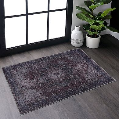 Pnronnc Soft and Comfortable Washable Area Rug Non Slip Low Pile Boho Doormat