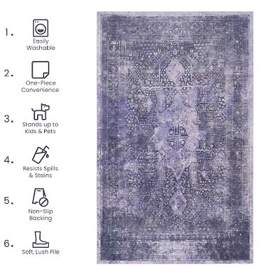 Washable Boho Area Rug Non Slip Low Pile Kitchen Entryway Doormat