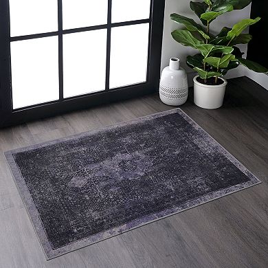 Washable Boho Area Rug Non Slip Low Pile Kitchen Entryway Doormat