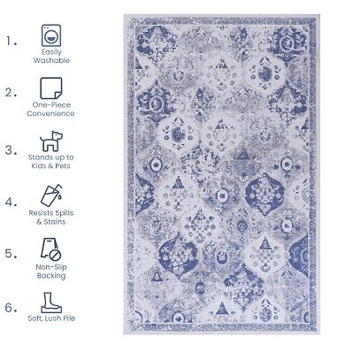 Washable Area Rug Non Slip Boho Kitchen Doormat Low Pile Entryway Rug