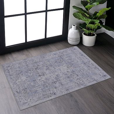 Pnronnc Washable Area Rug Non Slip Low Pile Boho Indoor Doormat Rug