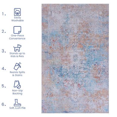Pnronnc Washable Area Rug Non Slip Low Pile Entryway Kitchen Doormat