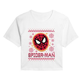 Juniors' Marvel Spider-Man Cookie Cropped Tee