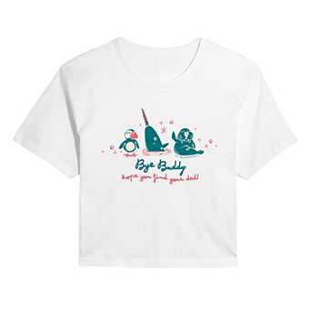 Juniors' Elf “Bye Buddy Hope You Find Your Dad” Cropped Tee