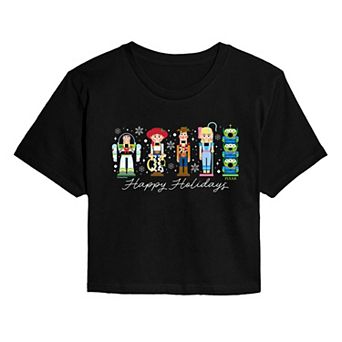 Juniors' Disney / Pixar's Toy Story Happy Holidays Nutcrackers Cropped Tee