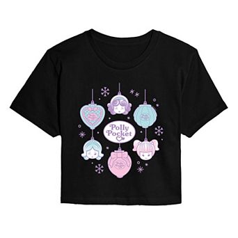 Juniors' Polly Pocket Christmas Ornaments Cropped Tee