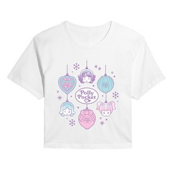 Juniors' Polly Pocket Christmas Ornaments Cropped Tee
