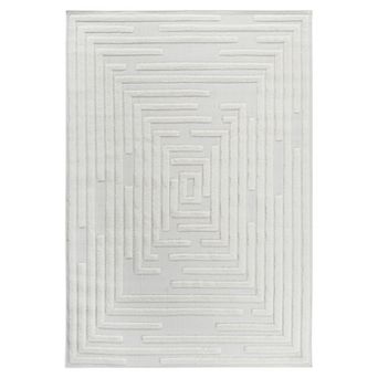 Pnronnc High-Low Striped Indoor Area Rug Modern Geometric Non-Shedding Carpet for Living Room