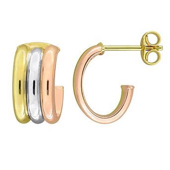 Stella Grace 10k Tri-Tone Triple C-Hoop Earrings
