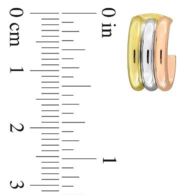 Stella Grace 10k Tri-Tone Triple C-Hoop Earrings
