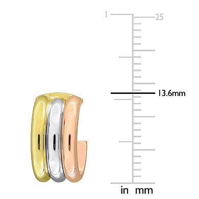 Stella Grace 10k Tri-Tone Triple C-Hoop Earrings