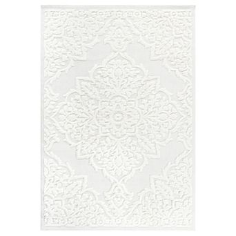 Pnronnc High-Low Medallion Indoor Area Rug Modern Boho Non-Shedding Carpet for Living Room Bedroom