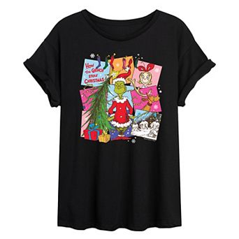 Juniors' Dr. Seuss How The Grinch Stole Christmas Oversized Tee