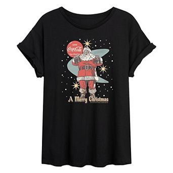 Juniors' Coca-Cola Santa Claus Oversized Tee