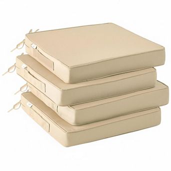 Outdoor Chair Cushions Set of 4 Waterproof Patio Cushions with Handle Ties High Density Foam