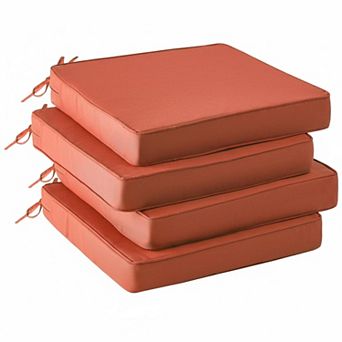 Outdoor Chair Cushions Set of 4 Waterproof Patio Cushions with Handle Ties High Density Foam