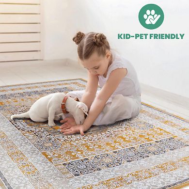 Pnronnc Medallion Doormat Rug Non-Shedding Indoor Entryway Accent Carpet