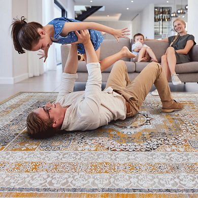 Pnronnc Medallion Doormat Rug Non-Shedding Indoor Entryway Accent Carpet