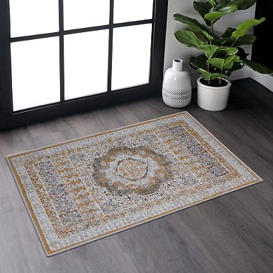 Pnronnc Medallion Doormat Rug Non-Shedding Indoor Entryway Accent Carpet