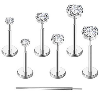 G23 Titanium Flat Body Piercing Stud Hypoallergenic No Thread