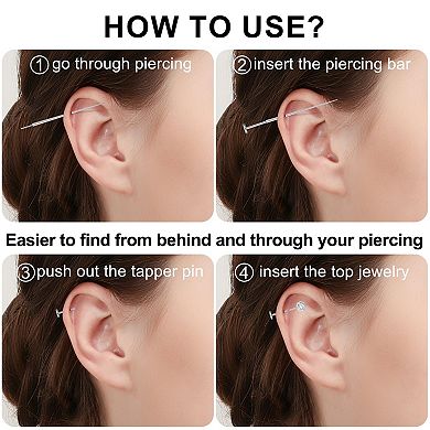 G23 Titanium Flat Body Piercing Stud Hypoallergenic No Thread
