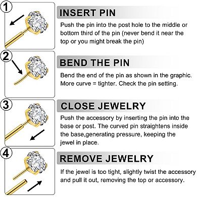 G23 Titanium Flat Body Piercing Stud Hypoallergenic No Thread