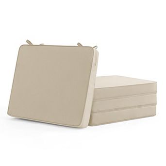 Outdoor Chair Cushions Set of 4 Waterproof Fade Resistant Patio Seat Pads with Ties Zipper Beige