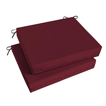 Outdoor Cushions Set of 2 Waterproof Patio Seat Pads 18.5x16x3 with Ties