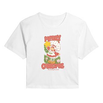 Juniors' Strawberry Shortcake Merry Christmas Cropped Tee