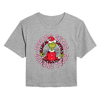 Juniors' Dr. Seuss The Grinch Feeling Extra Cropped Tee