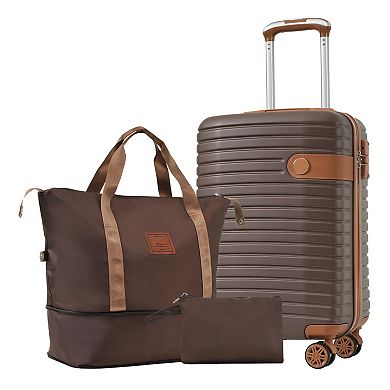Sets 3 PCS Carry on Luggage 22x14x9 Lightweight Hardshell ABS Suitcases with Wheels 20"