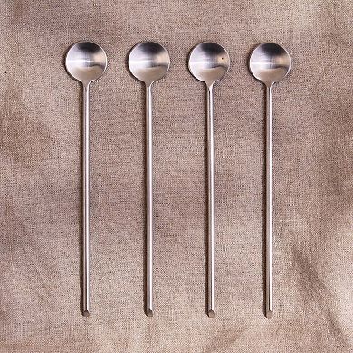 Thin Stainless Long Spoons - Set of 4