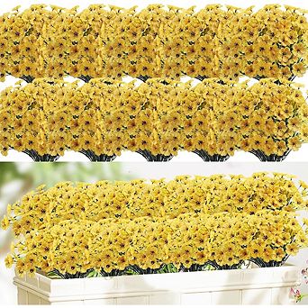 Artificial Outdoor Flowers, UV Resistant Faux Silk Plants for Porch & Garden Decor
