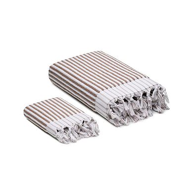 Stripes Turkish Cotton Terry Bath and Hand Towel - Set
