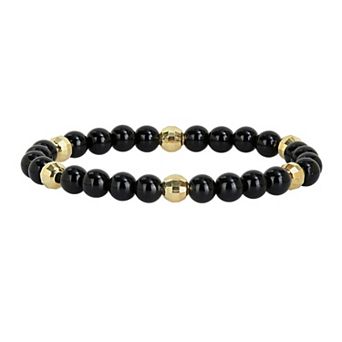 Men's Stella Grace 18k Gold over Sterling Silver Gemstone Beaded Stretch Bracelet