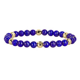 Men's Stella Grace 18k Gold over Sterling Silver Gemstone Beaded Stretch Bracelet