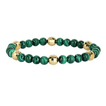 Men's Stella Grace 18k Gold over Sterling Silver Gemstone Beaded Stretch Bracelet