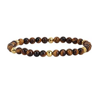 Men's Stella Grace 18k Gold over Sterling Silver Gemstone Beaded Stretch Bracelet